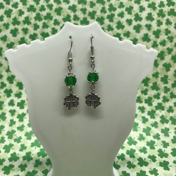 4 leaf clover shamrock dangle earrings - Picture 2 of 9